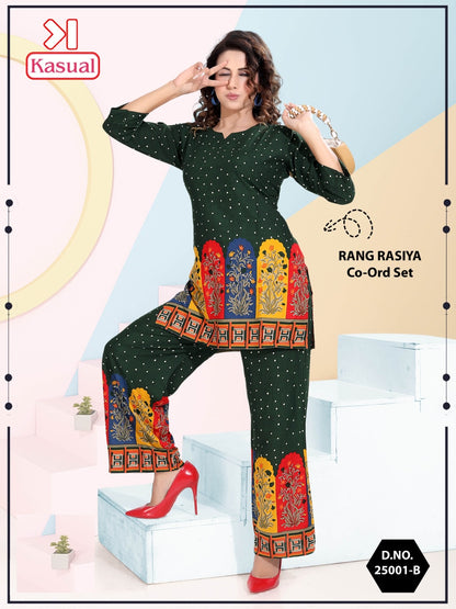 Rang Rasiya 25001 Kasual Rayon Co Ord Set Wholesaler Gujarat