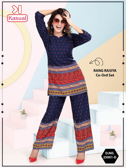 Rang Rasiya 25001 Kasual Rayon Co Ord Set Wholesaler Gujarat