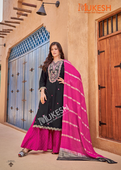 Rang Rasiya Mukesh Banwery Rayon 14Kg Readymade Sharara Suits Wholesaler