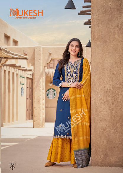 Rang Rasiya Mukesh Banwery Rayon 14Kg Readymade Sharara Suits Wholesaler