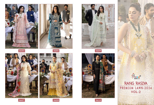 Rang Rasiya Premium Lawn 2024 Vol 2 Shree Fabs Lawn Cotton Pakistani Salwar Suits Wholesaler Ahmedabad