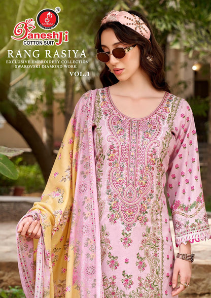 Rang Rasiya Vol 1 Ganeshji Mix Cotton Karachi Salwar Suits Supplier India
