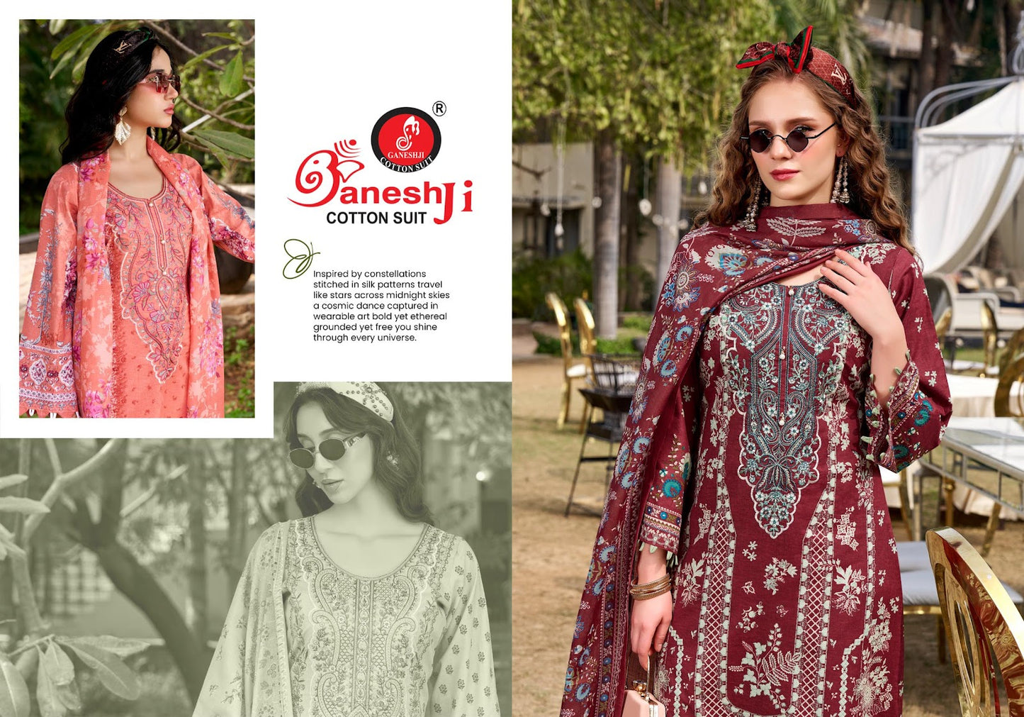 Rang Rasiya Vol 1 Ganeshji Mix Cotton Karachi Salwar Suits Supplier India