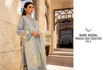 Rang Rasiya Vol 2 Premium Lawn Collection Shree Fabs Cotton Pakistani Salwar Suits Manufacturer Ahmedabad