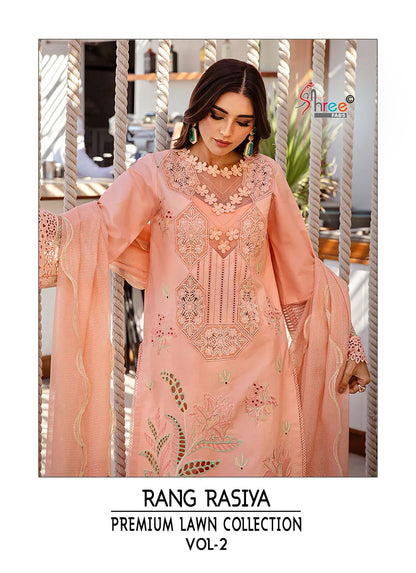 Rang Rasiya Vol 2 Premium Lawn Collection Shree Fabs Cotton Pakistani Salwar Suits Manufacturer Ahmedabad