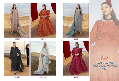 Rang Rasiya Vol 4 Lawn Collection Shree Fabs Cotton Pakistani Salwar Suits Wholesaler