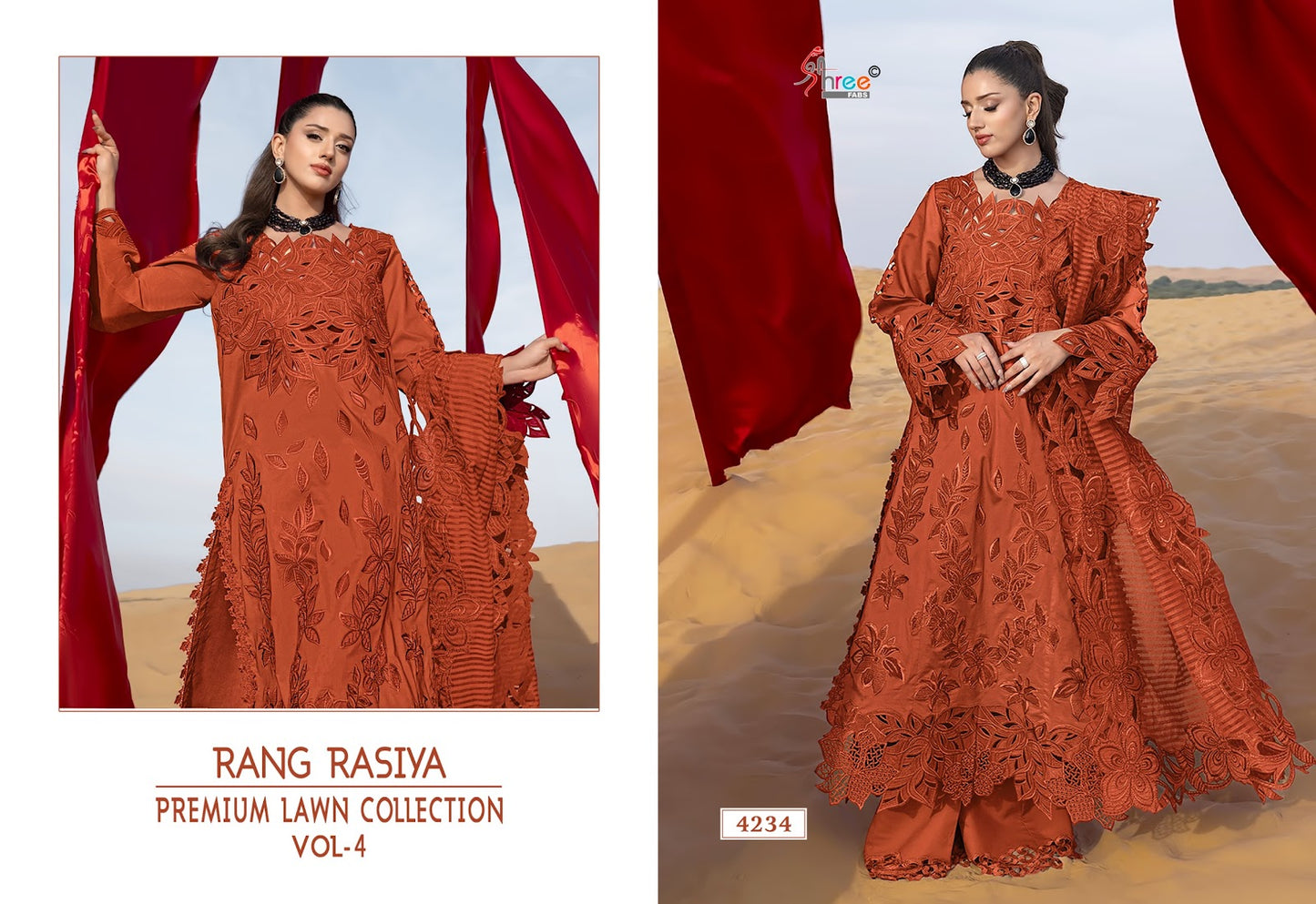 Rang Rasiya Vol 4 Lawn Collection Shree Fabs Cotton Pakistani Salwar Suits Wholesaler