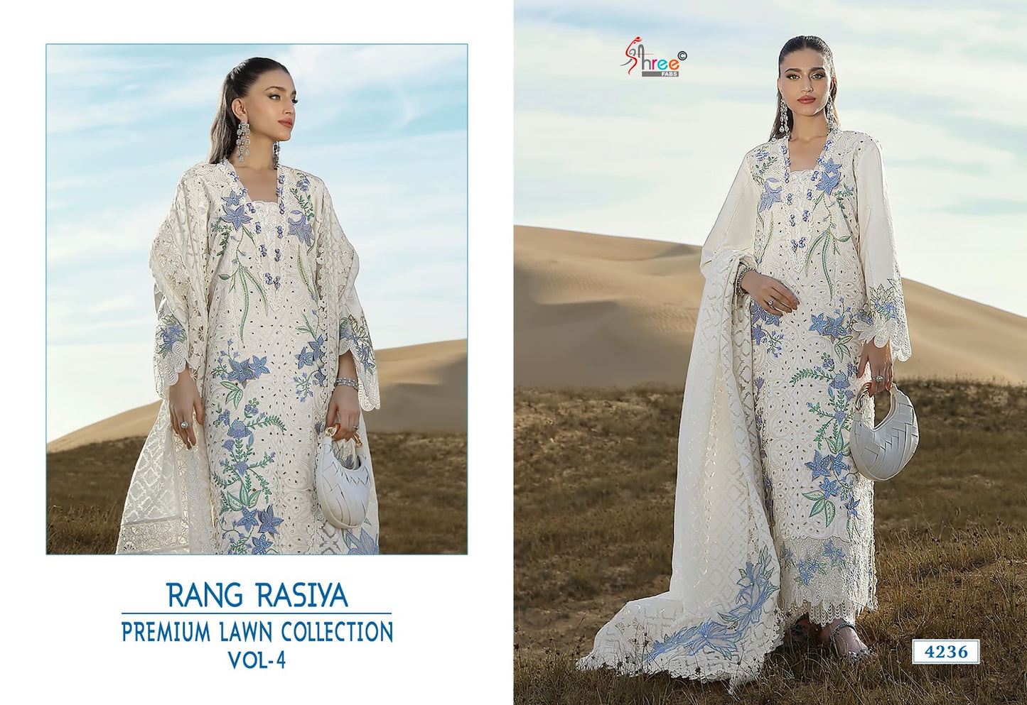 Rang Rasiya Vol 4 Lawn Collection Shree Fabs Cotton Pakistani Salwar Suits Wholesaler