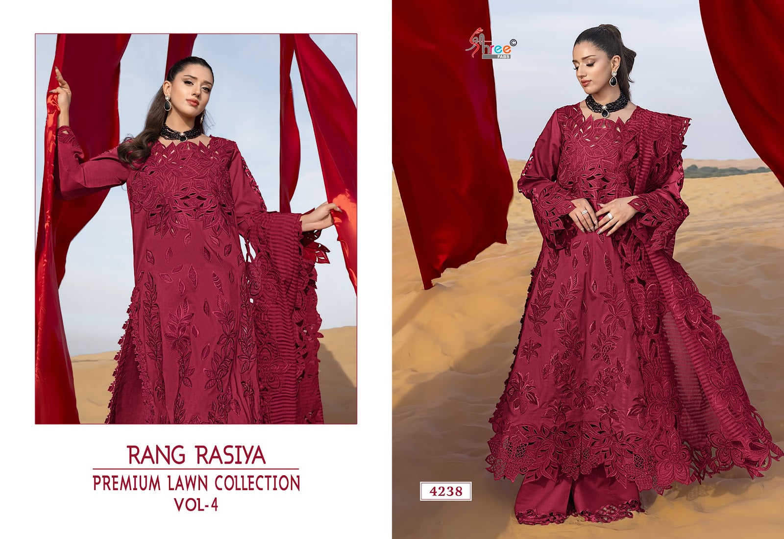 Rang Rasiya Vol 4 Lawn Collection Shree Fabs Cotton Pakistani Salwar Suits Wholesaler