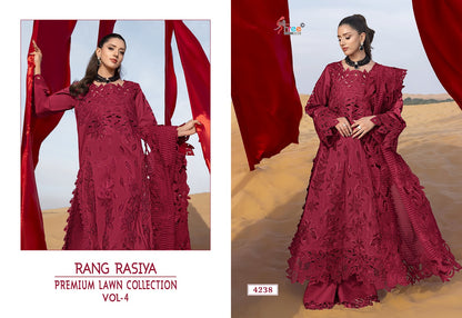 Rang Rasiya Vol 4 Lawn Collection Shree Fabs Cotton Pakistani Salwar Suits Wholesaler