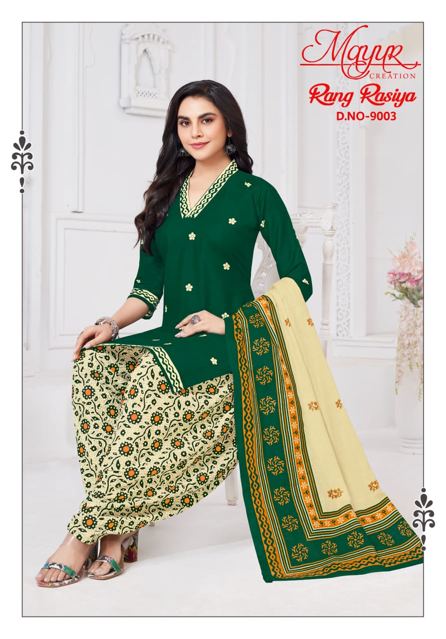 Rang Rasiya Vol 9 Mayur Creation Cotton Dress Material Wholesaler