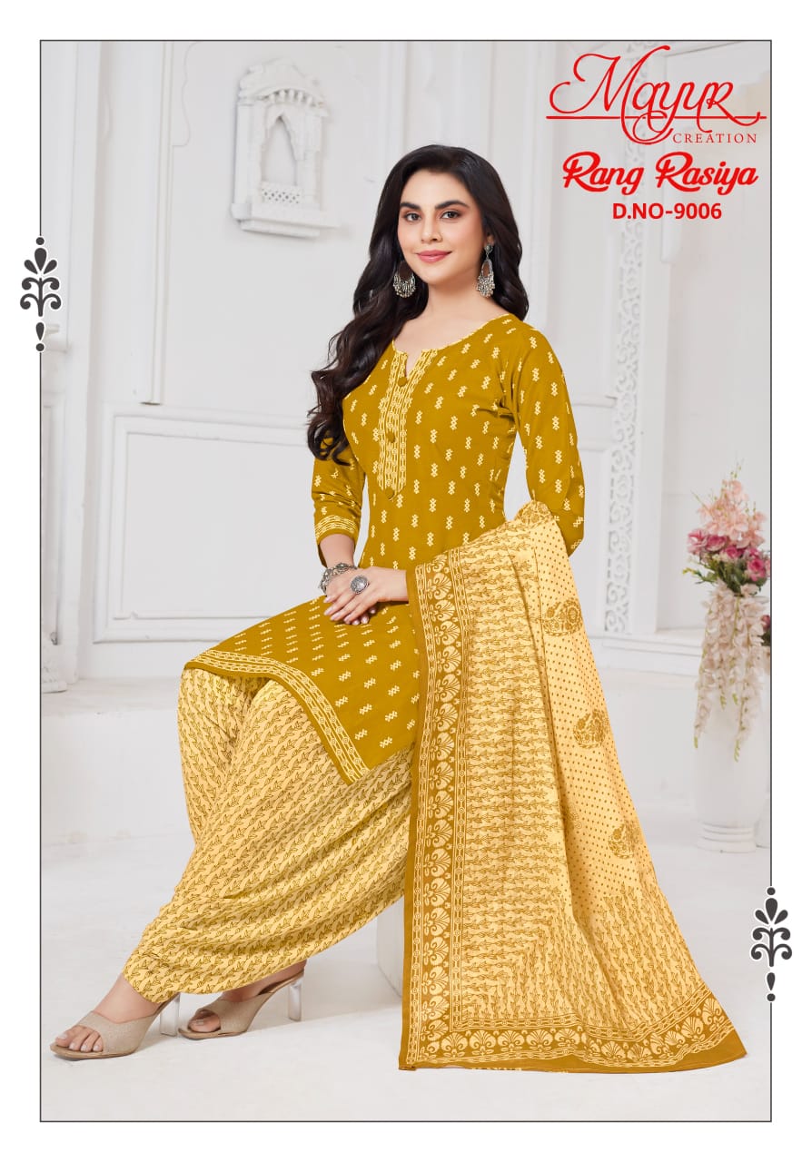 Rang Rasiya Vol 9 Mayur Creation Cotton Dress Material Wholesaler