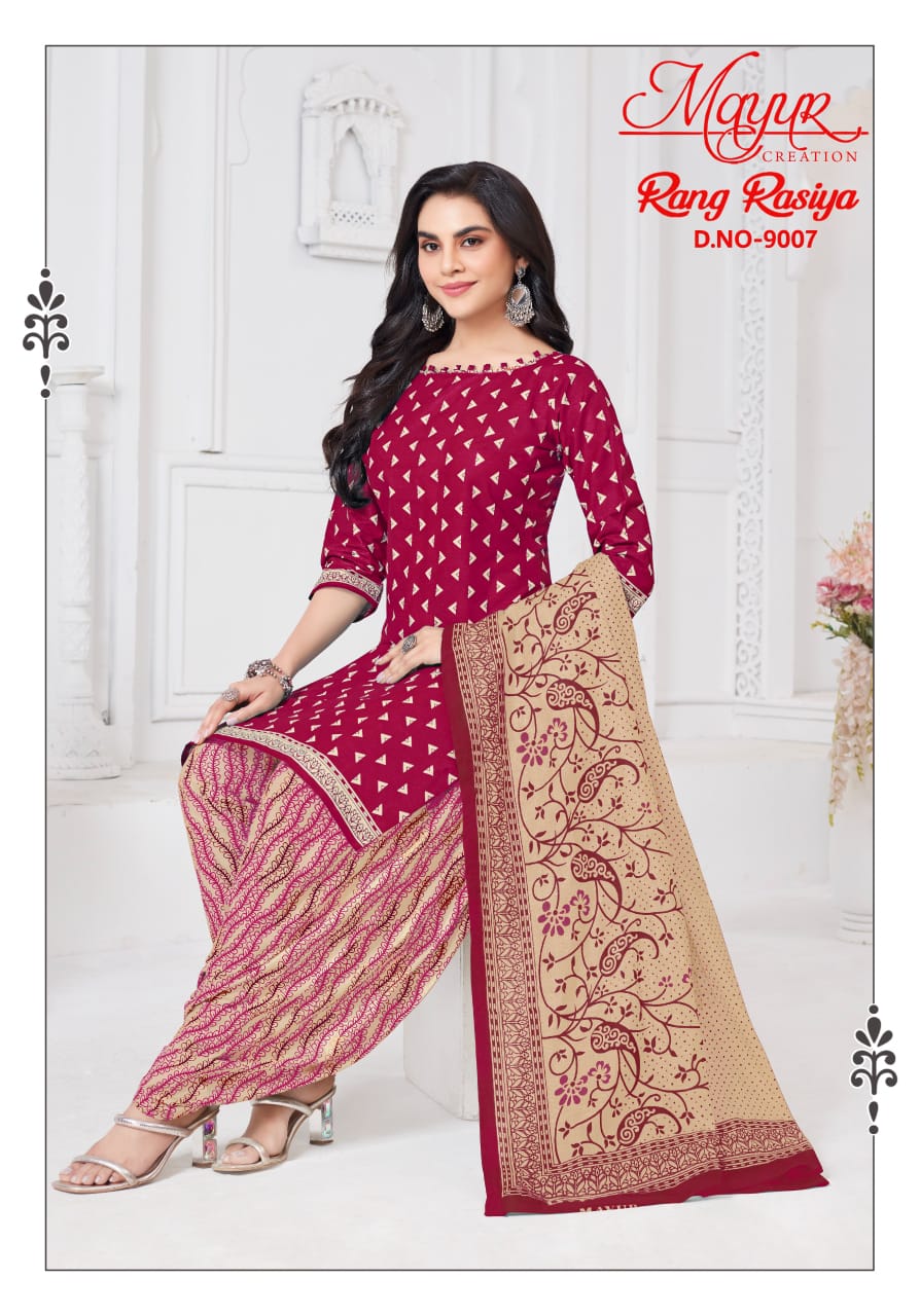 Rang Rasiya Vol 9 Mayur Creation Cotton Dress Material Wholesaler