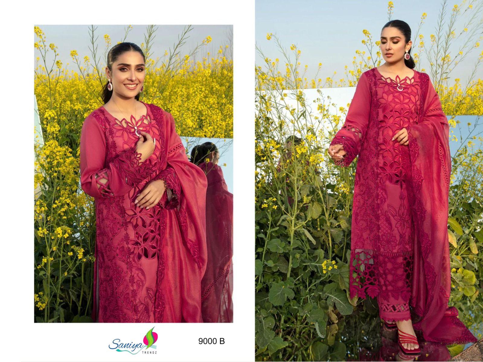 Rang Rasiya Vol 9 Series 9000 Saniya Trendz Cotton Pakistani Salwar Suits Wholesaler Ahmedabad