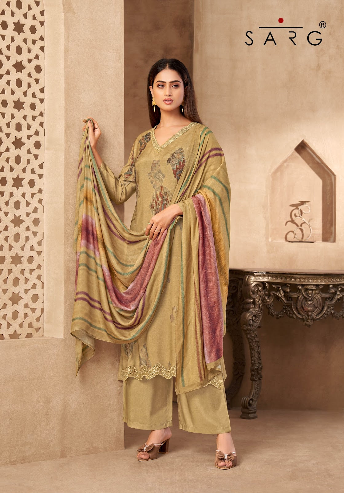 Rang Saaj Sarg Pure Muslin Plazzo Style Suits Supplier Ahmedabad