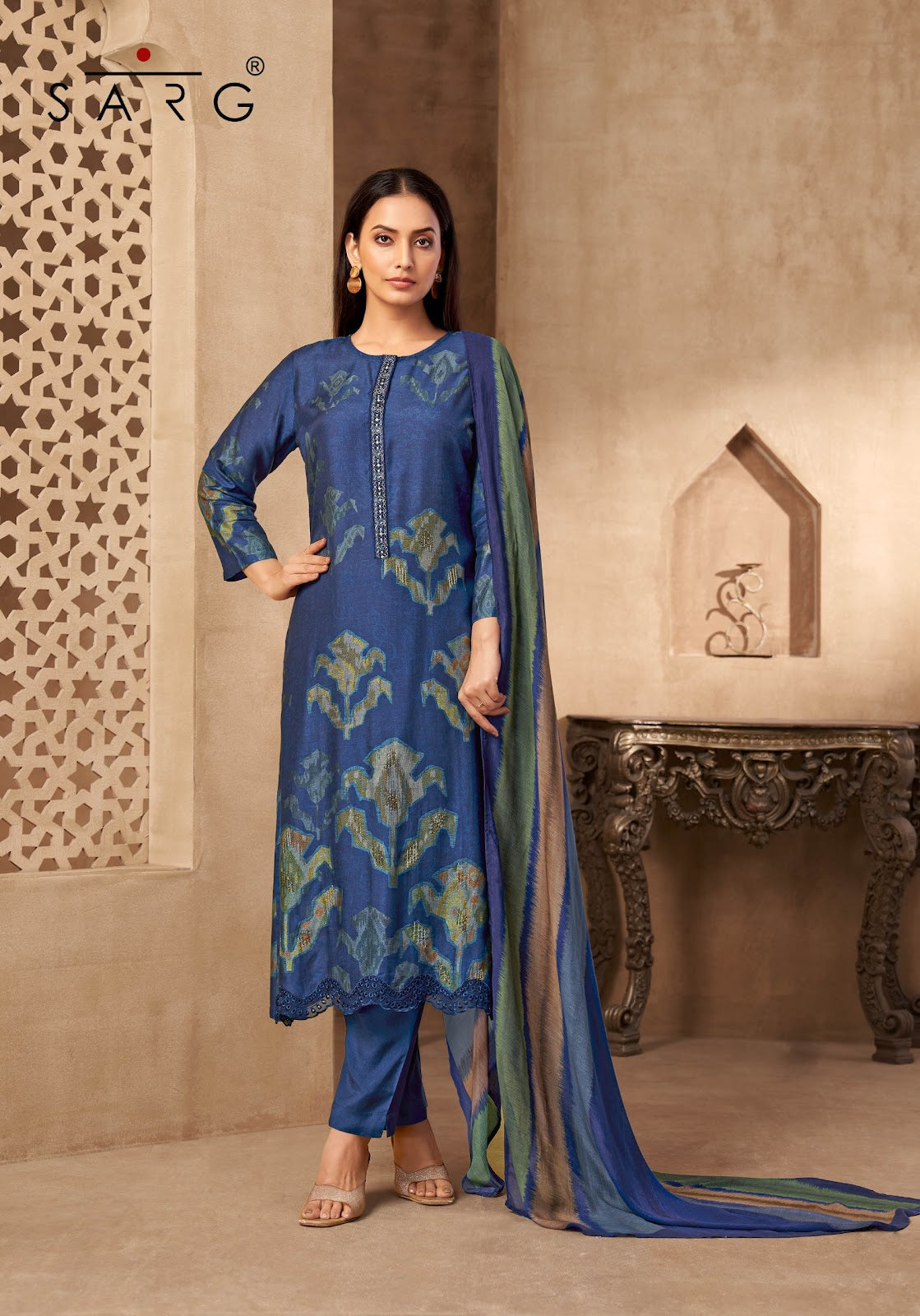 Rang Saaj Sarg Pure Muslin Plazzo Style Suits Supplier Ahmedabad