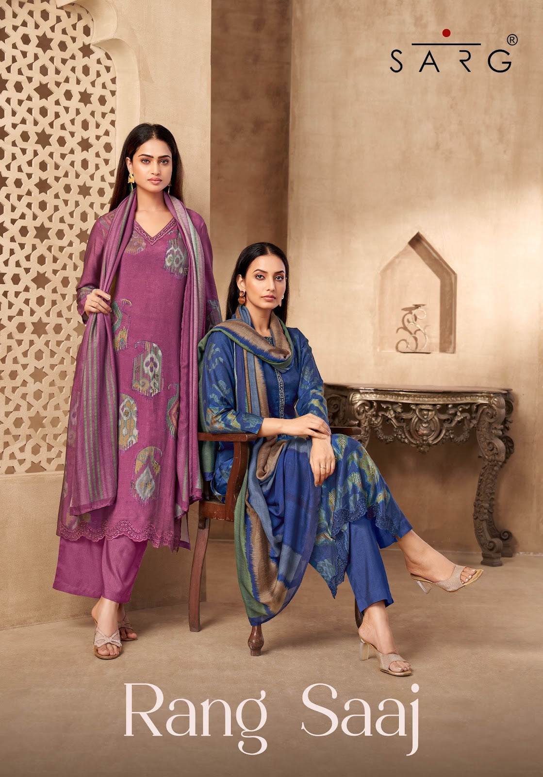 Rang Saaj Sarg Pure Muslin Plazzo Style Suits Supplier Ahmedabad