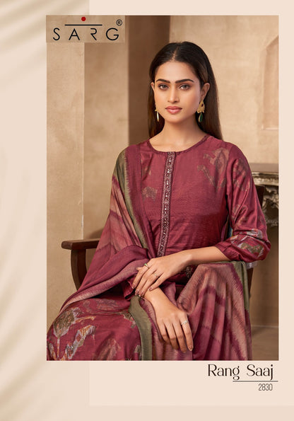 Rang Saaj Sarg Pure Muslin Plazzo Style Suits Supplier Ahmedabad