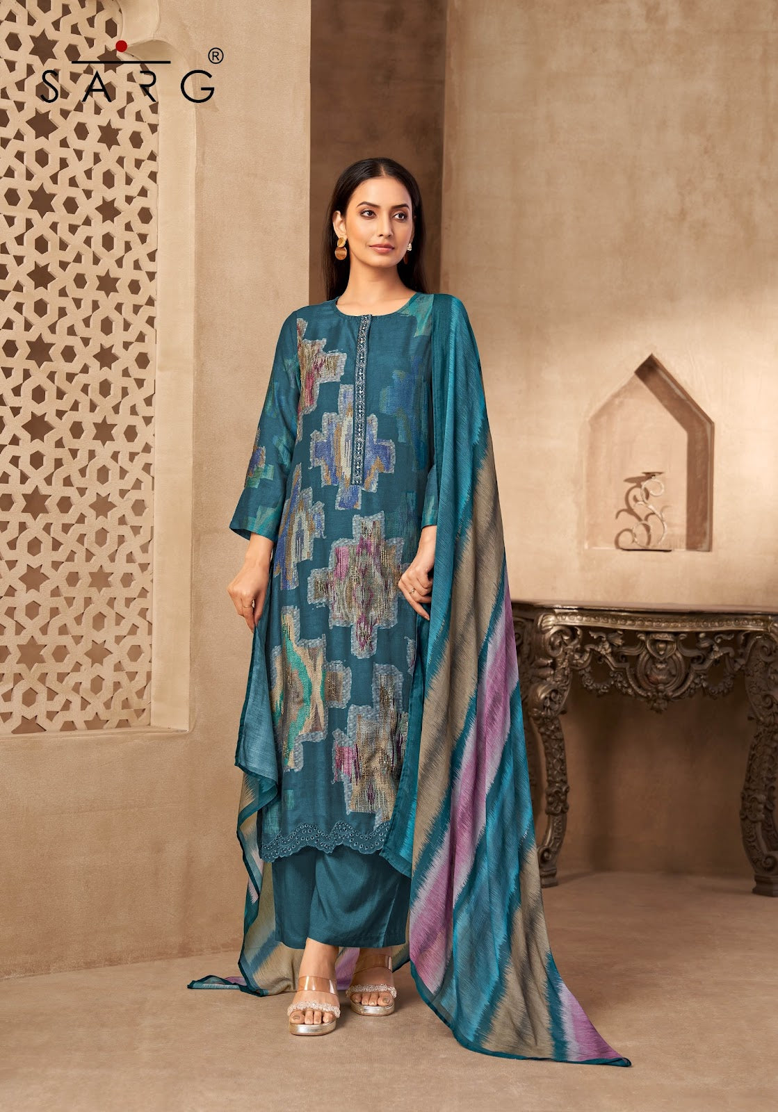 Rang Saaj Sarg Pure Muslin Plazzo Style Suits Supplier Ahmedabad