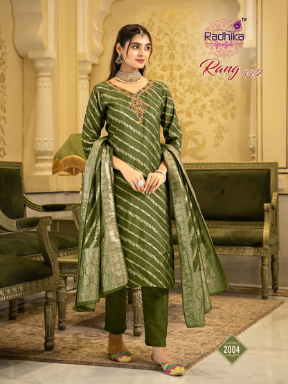Rang Vol 2 Radhika Lifestyle Silk Jacquard Readymade Pant Style Suits Manufacturer India