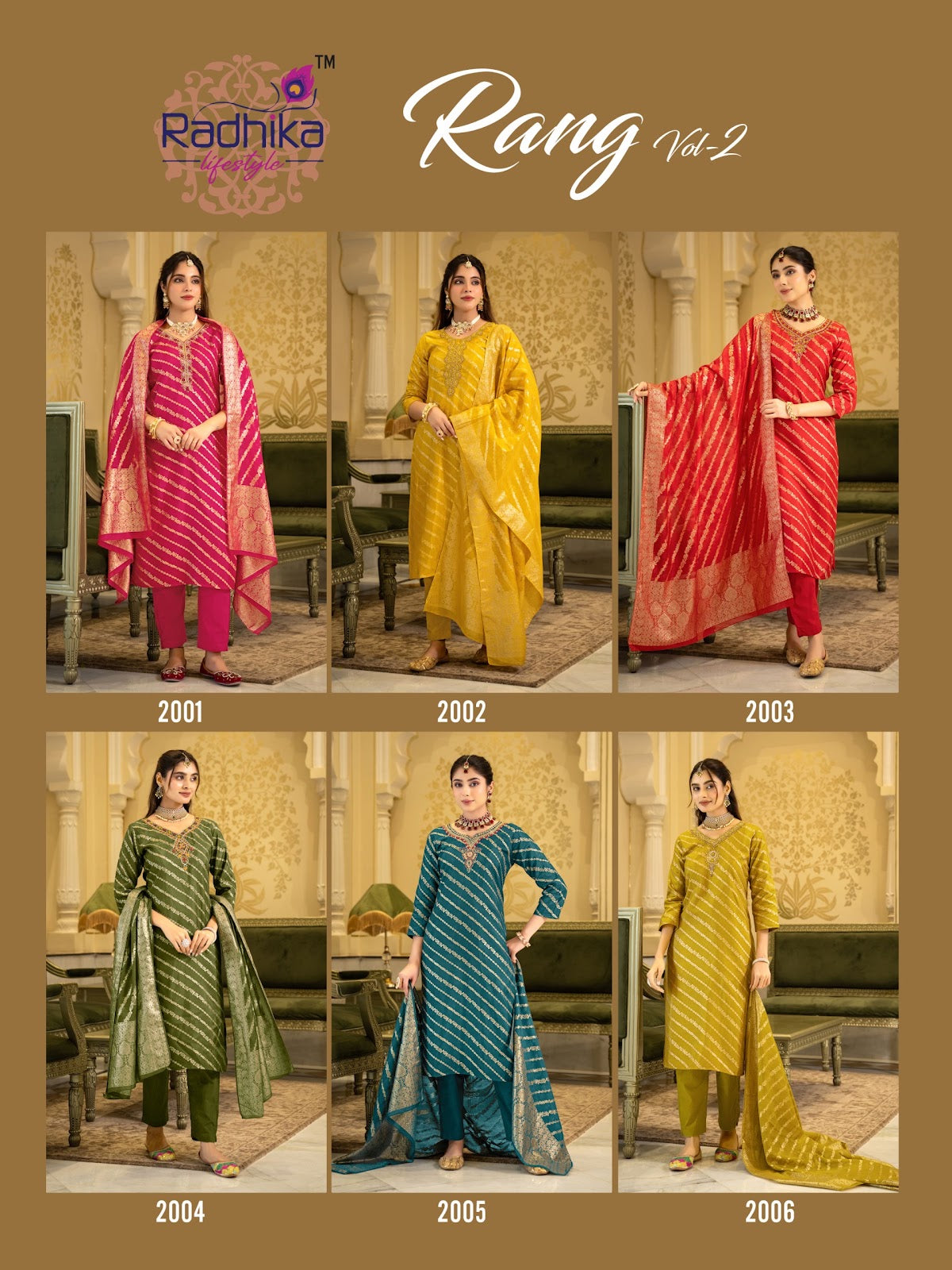 Rang Vol 2 Radhika Lifestyle Silk Jacquard Readymade Pant Style Suits Manufacturer India