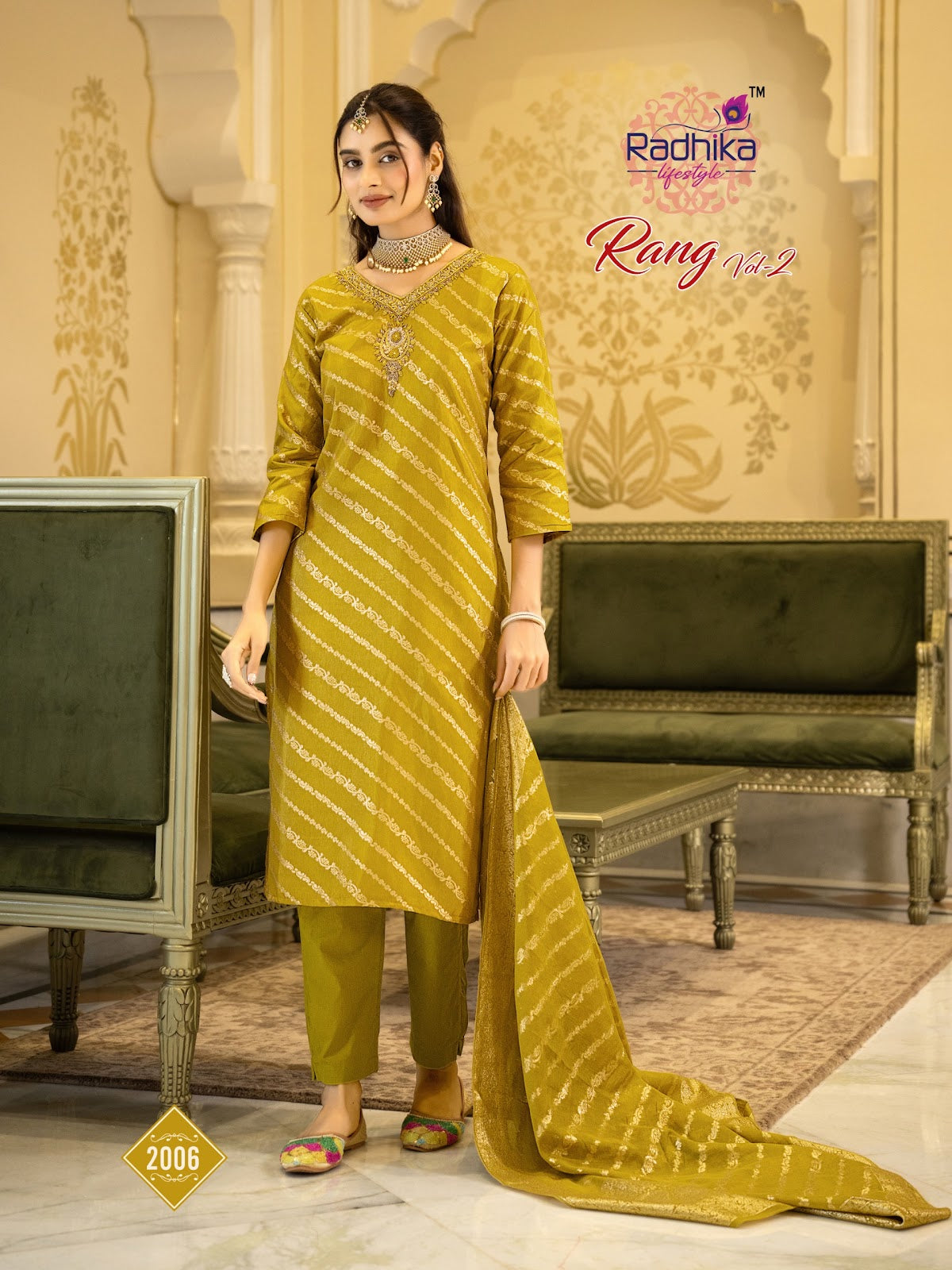 Rang Vol 2 Radhika Lifestyle Silk Jacquard Readymade Pant Style Suits Manufacturer India