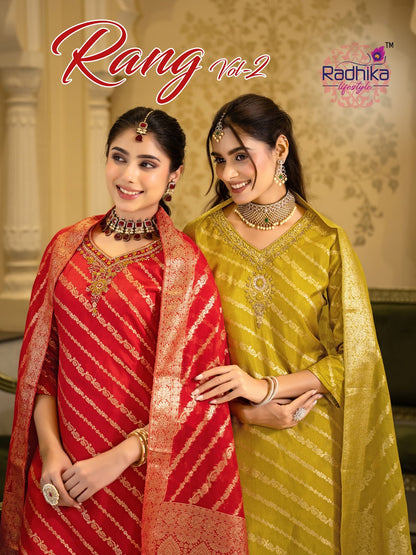Rang Vol 2 Radhika Lifestyle Silk Jacquard Readymade Pant Style Suits Manufacturer India