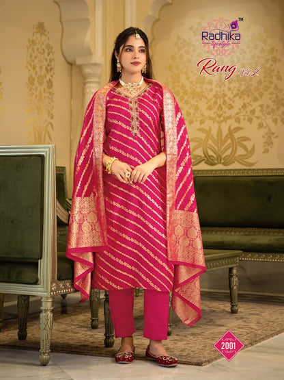 Rang Vol 2 Radhika Lifestyle Silk Jacquard Readymade Pant Style Suits Manufacturer India