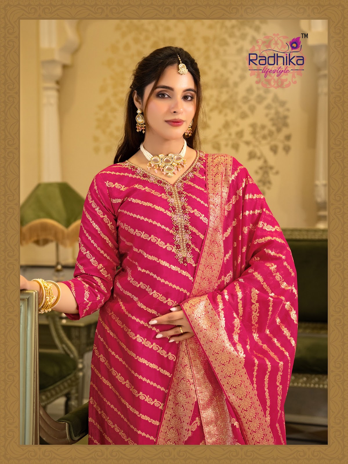 Rang Vol 2 Radhika Lifestyle Silk Jacquard Readymade Pant Style Suits Manufacturer India