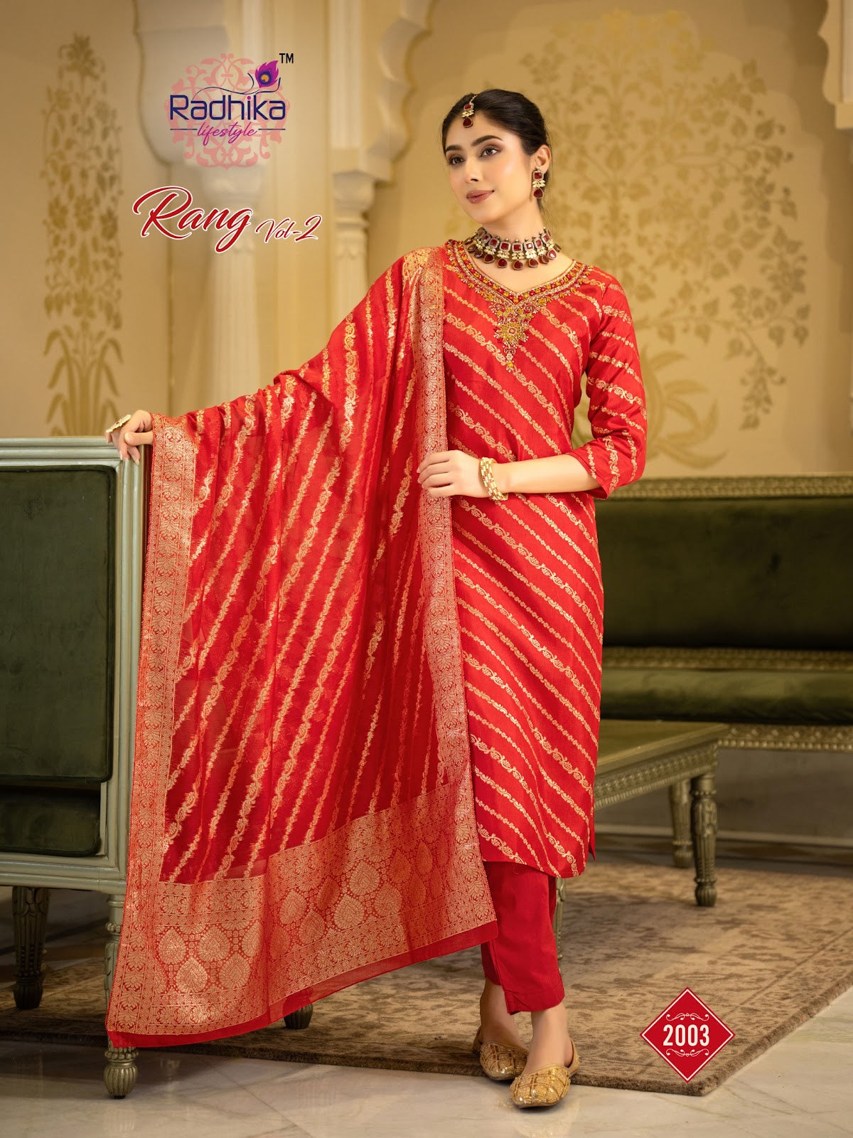 Rang Vol 2 Radhika Lifestyle Silk Jacquard Readymade Pant Style Suits Manufacturer India