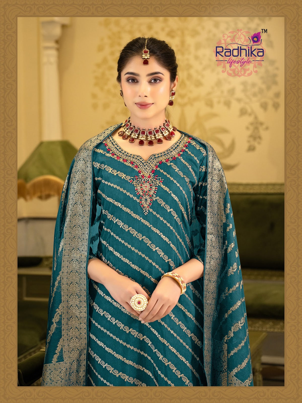 Rang Vol 2 Radhika Lifestyle Silk Jacquard Readymade Pant Style Suits Manufacturer India