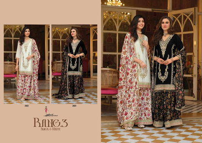 Rang Vol 3 Black-White Eba Lifestyle Chinon Pakistani Readymade Suits Manufacturer