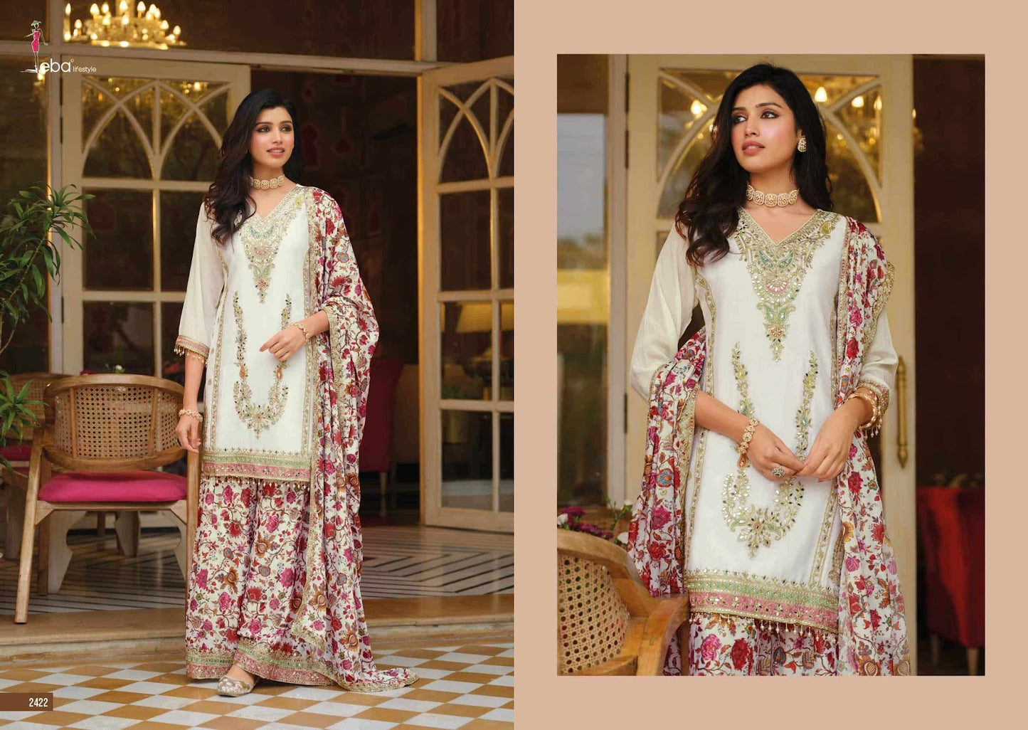 Rang Vol 3 Black-White Eba Lifestyle Chinon Pakistani Readymade Suits Manufacturer