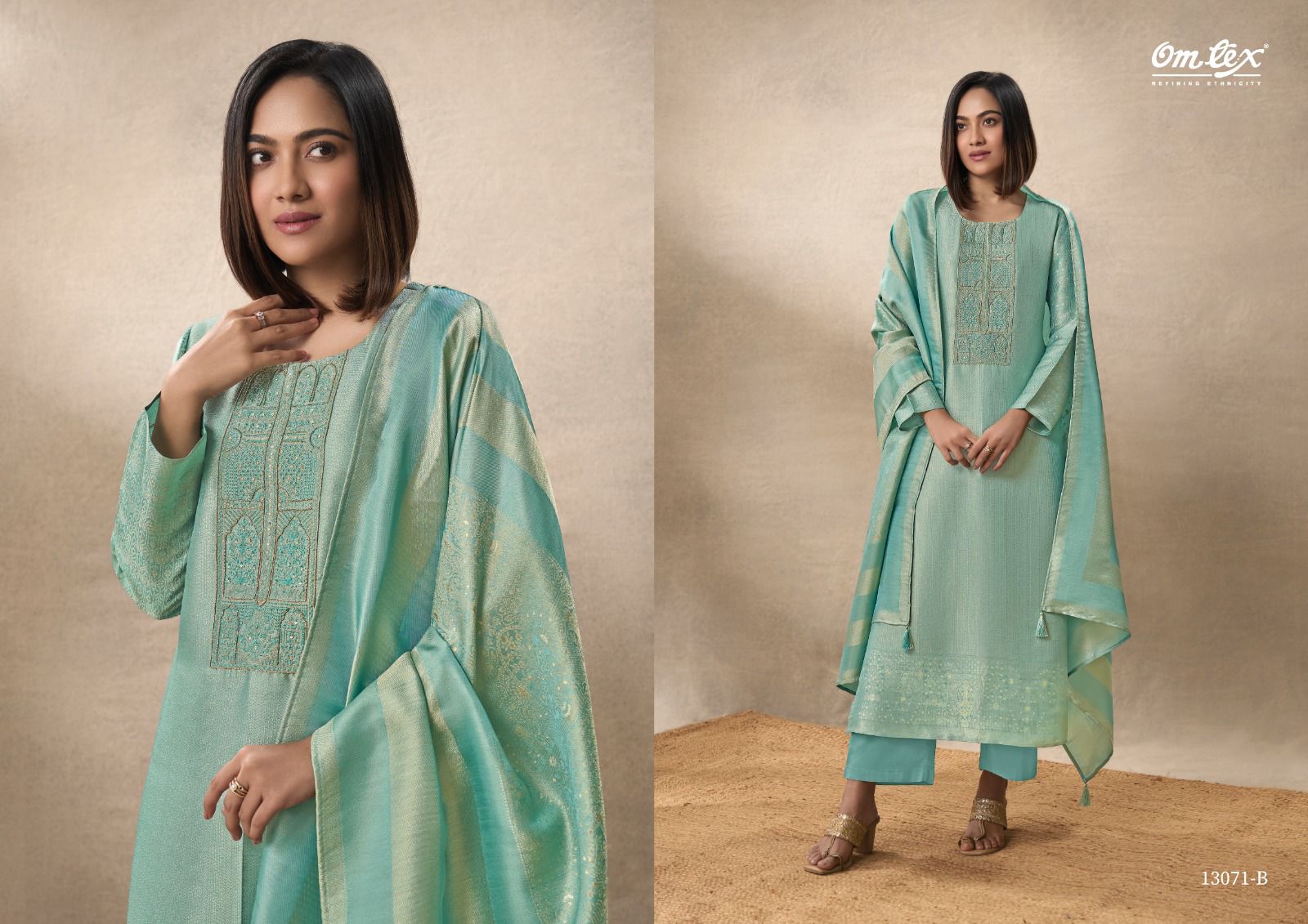 Rangari Omtex Silk Jacquard Pant Style Suits Supplier Ahmedabad