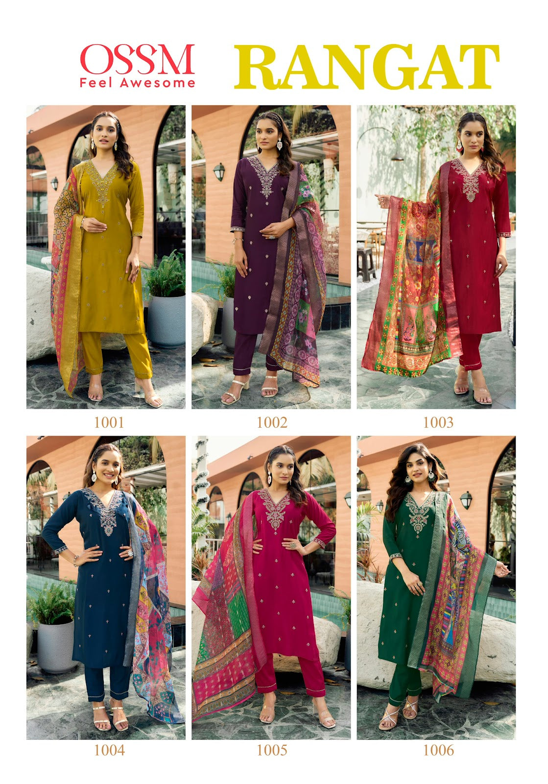 Rangat Ossm Roman Silk Readymade Pant Style Suits Wholesale Price