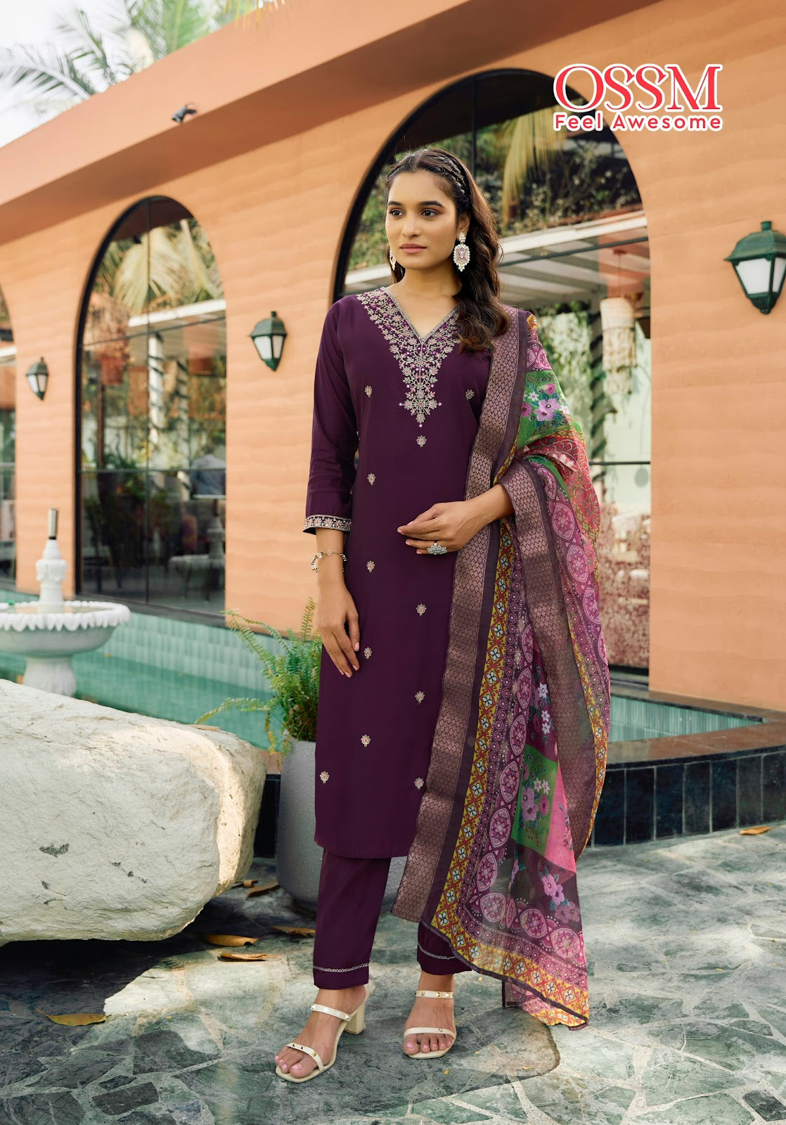 Rangat Ossm Roman Silk Readymade Pant Style Suits Wholesale Price