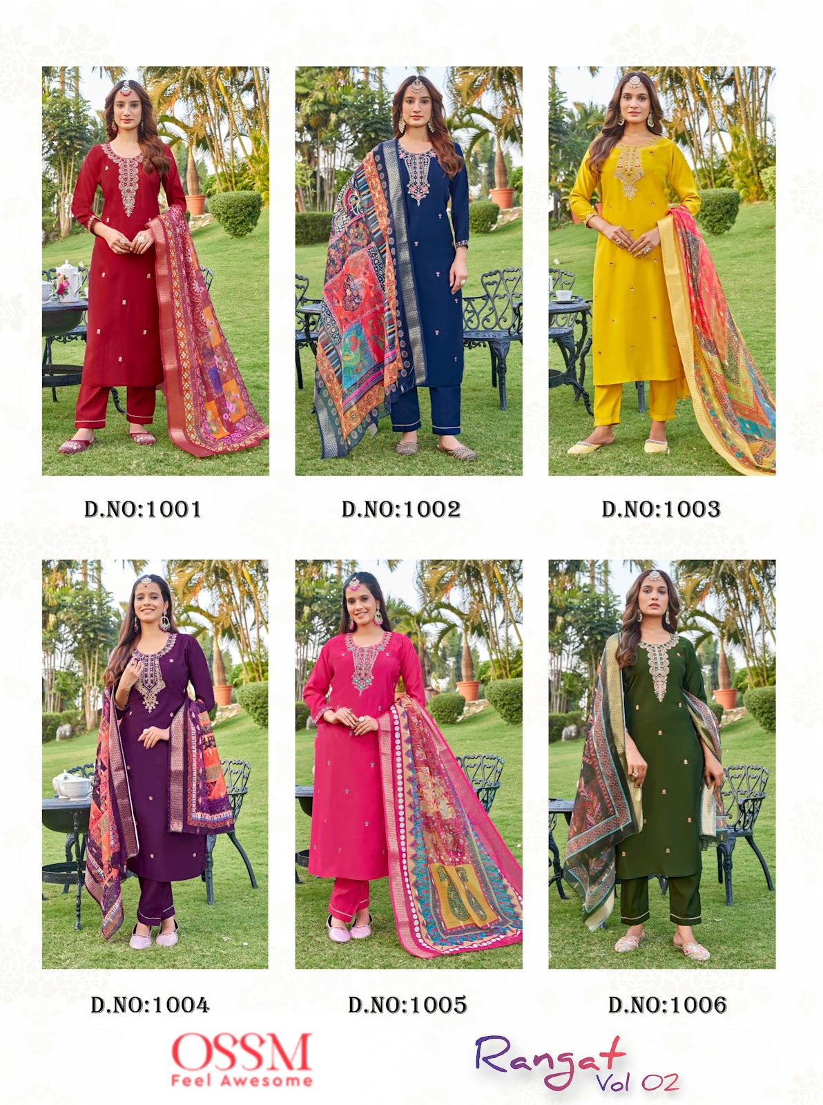 Rangat Vol 2 Ossm Roman Silk Readymade Pant Style Suits Exporter Gujarat