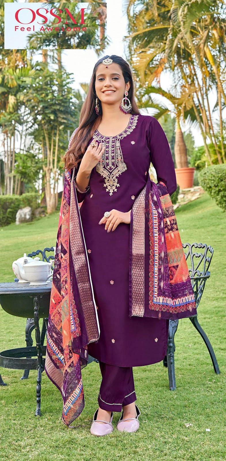 Rangat Vol 2 Ossm Roman Silk Readymade Pant Style Suits Exporter Gujarat