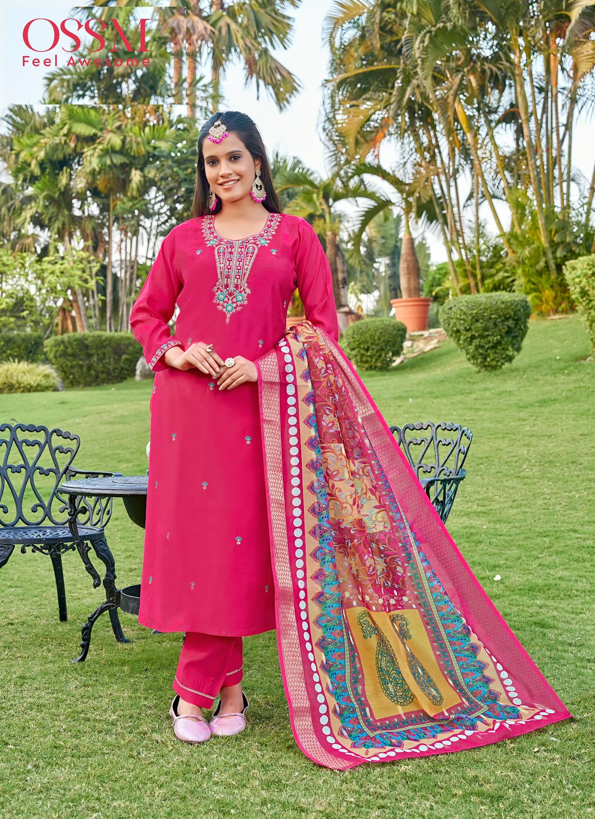 Rangat Vol 2 Ossm Roman Silk Readymade Pant Style Suits Exporter Gujarat