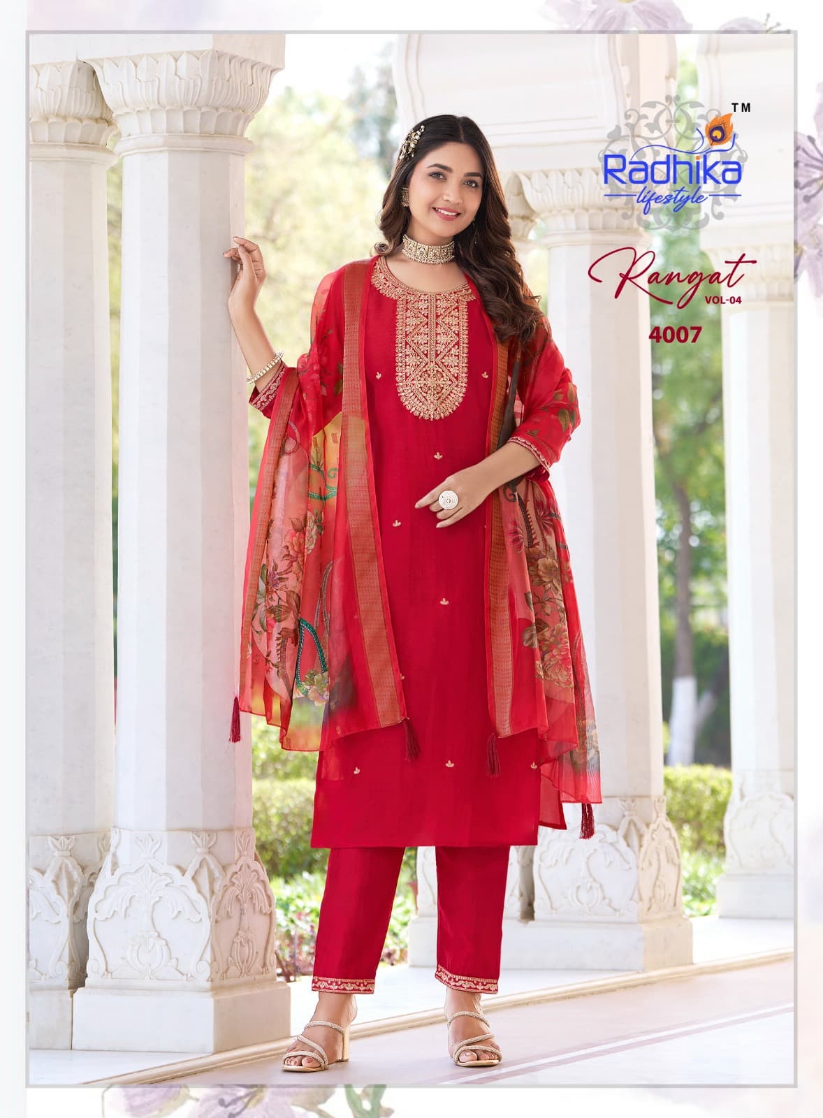 Rangat Vol 4 Radhika Lifestyle Vichitra Readymade Pant Style Suits Wholesale