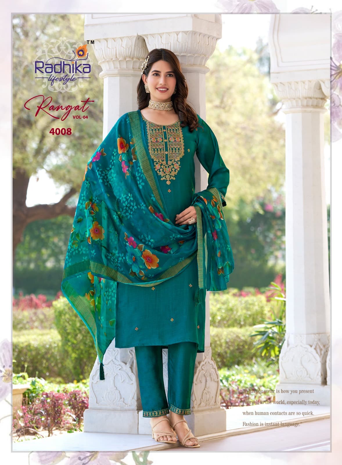 Rangat Vol 4 Radhika Lifestyle Vichitra Readymade Pant Style Suits Wholesale