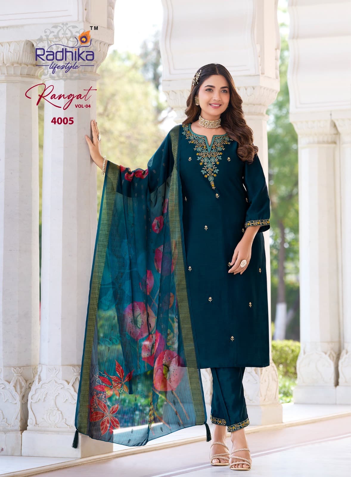 Rangat Vol 4 Radhika Lifestyle Vichitra Readymade Pant Style Suits Wholesale