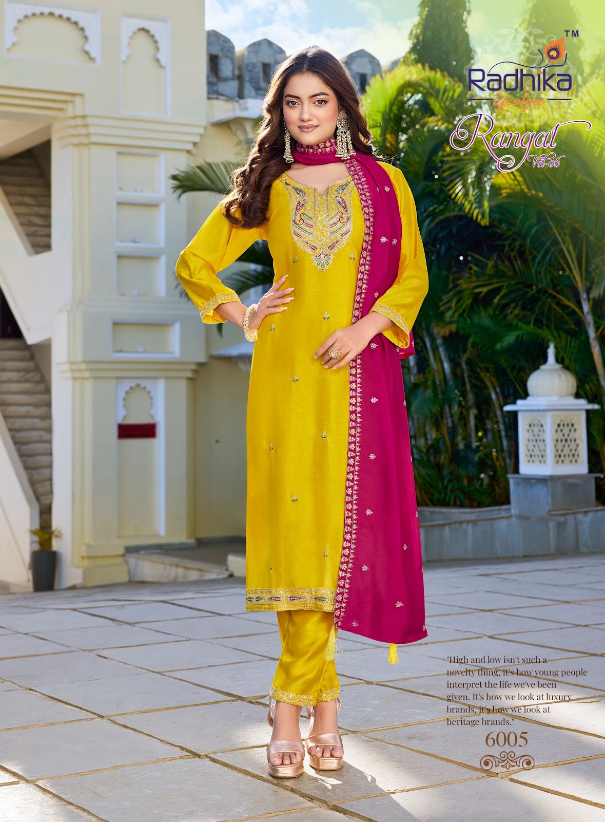 Rangat Vol 6 Radhika Lifestyle Vichitra Silk Readymade Pant Style Suits Manufacturer Ahmedabad