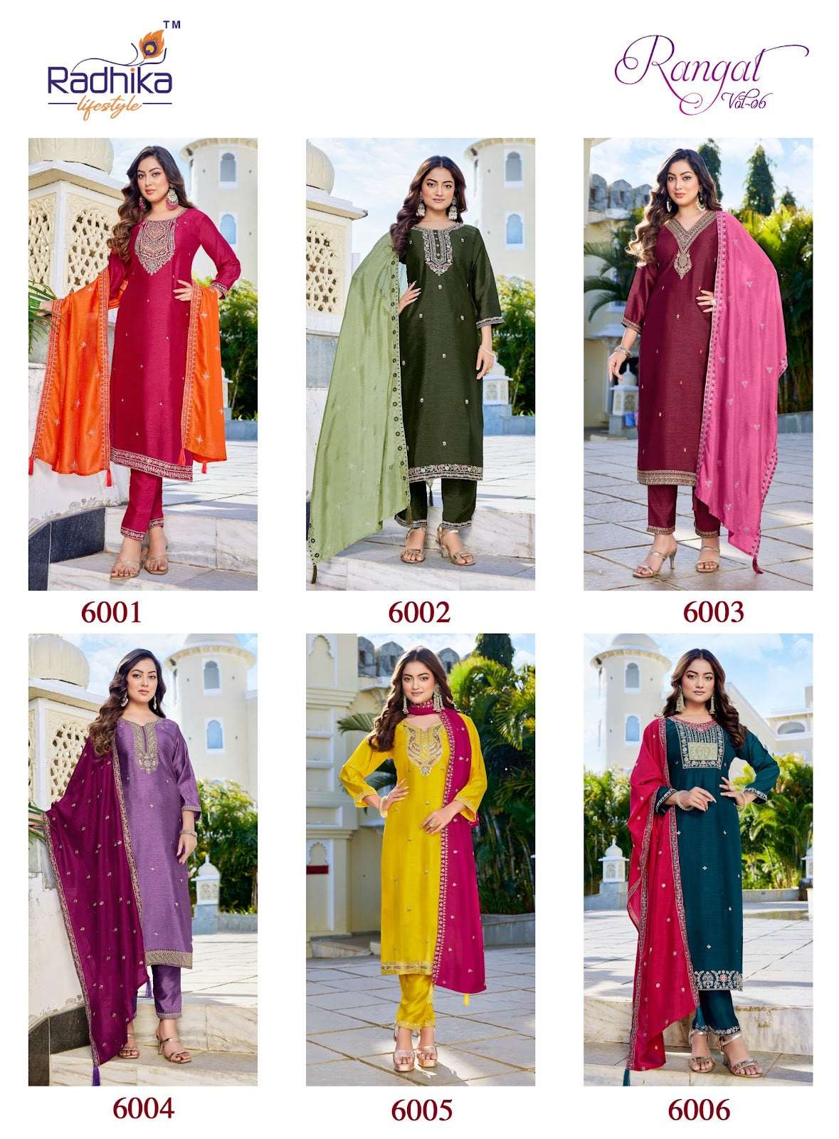 Rangat Vol 6 Radhika Lifestyle Vichitra Silk Readymade Pant Style Suits Manufacturer Ahmedabad