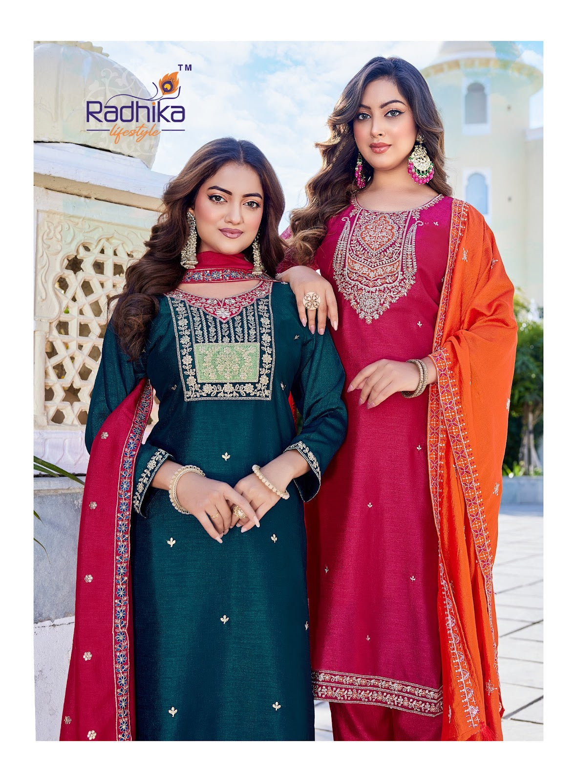 Rangat Vol 6 Radhika Lifestyle Vichitra Silk Readymade Pant Style Suits Manufacturer Ahmedabad