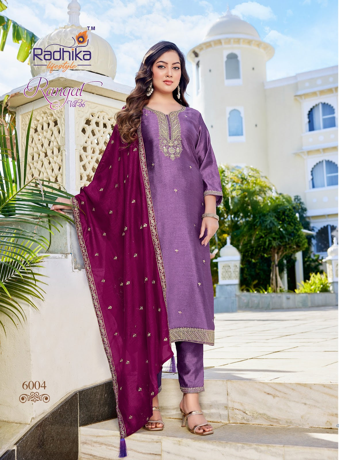 Rangat Vol 6 Radhika Lifestyle Vichitra Silk Readymade Pant Style Suits Manufacturer Ahmedabad