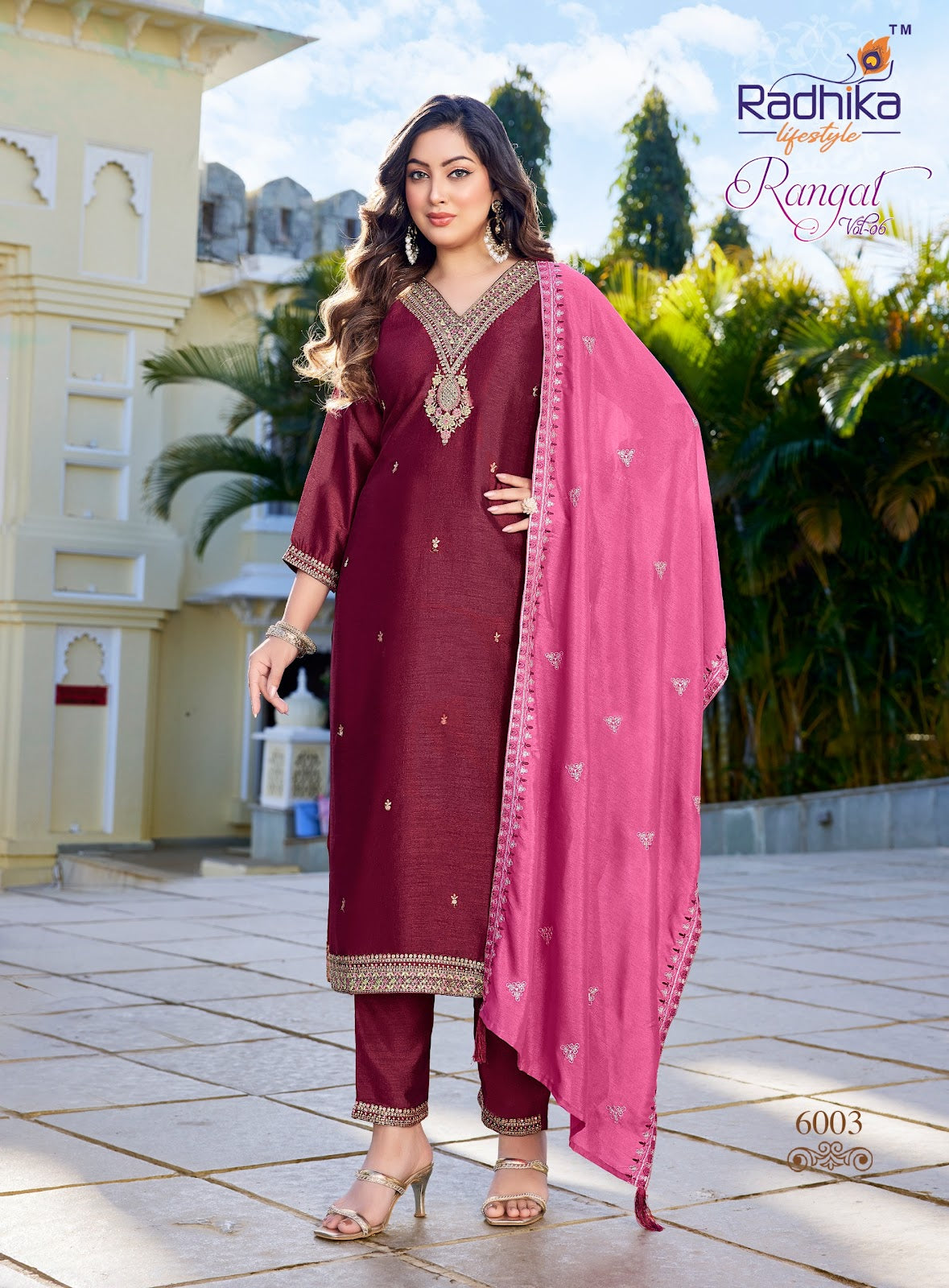 Rangat Vol 6 Radhika Lifestyle Vichitra Silk Readymade Pant Style Suits Manufacturer Ahmedabad