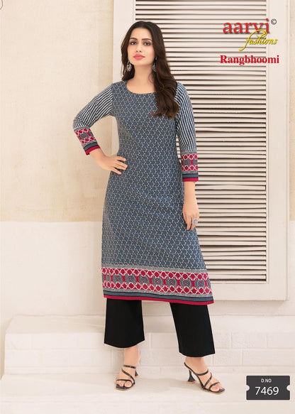 Rangbhoomi Vol 1 Aarvi Fashions Flex Cotton Kurti Pant Set Wholesale