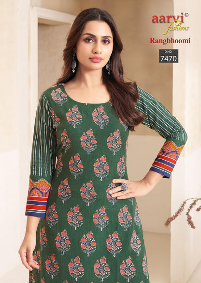 Rangbhoomi Vol 1 Aarvi Fashions Flex Cotton Kurti Pant Set Wholesale