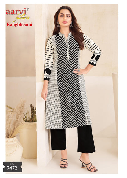 Rangbhoomi Vol 1 Aarvi Fashions Flex Cotton Kurti Pant Set Wholesale